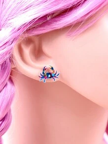 1對時尚可愛的螃蟹形有機玻璃耳環,適用於女性珠寶飾品