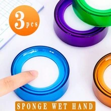 3pcs Currency Counting Moistening Hand Sponge For Office Work - Green - View 1