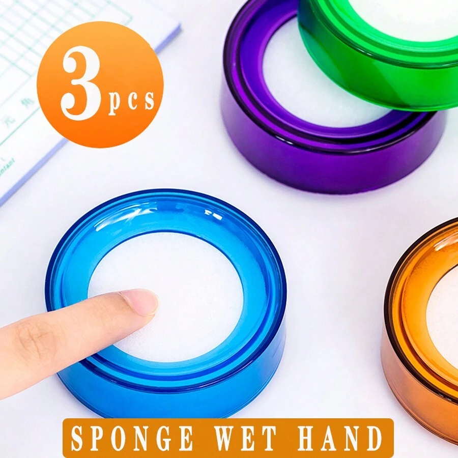 3pcs Currency Counting Moistening Hand Sponge For Office Work - Green - View 1