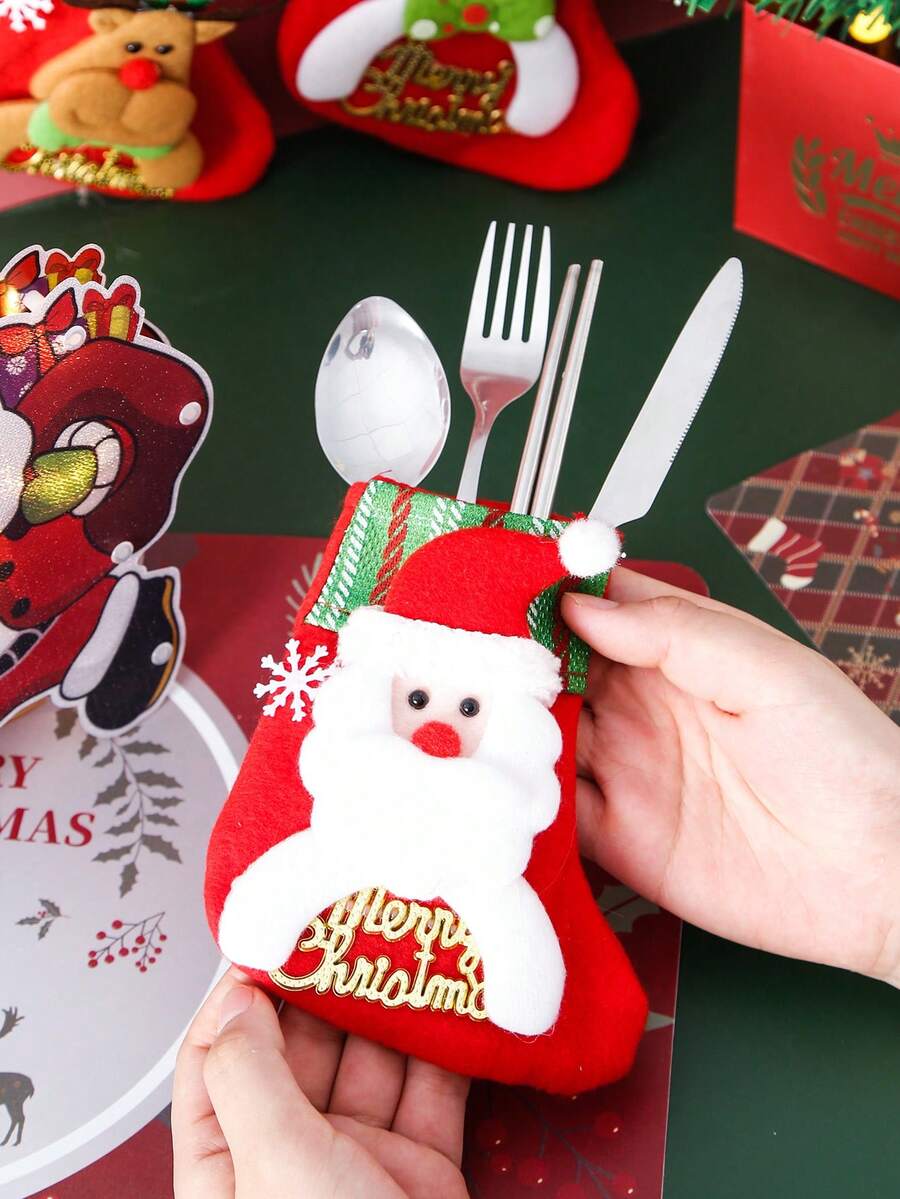 Creative Giáng sinh Con hươu Trang trí Bộ đồ ăn 1 Cái túi 1 Cái nĩa 1 Dao 1 đôi đũa 1 Cái thìa - Nhiều màu - Xem 1