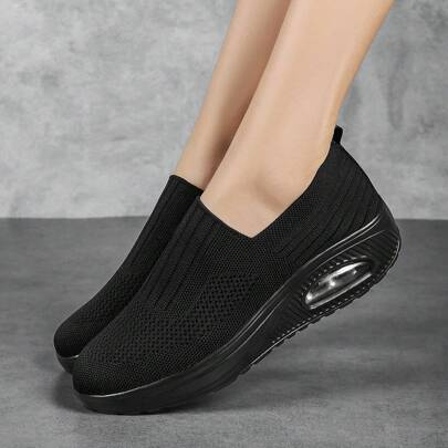 New Style & Comfortable Casual Dancing Shoes For Women, Suitable For Square Dance; Slip-On Design, Breathable & Lightweight Fabric, Thick Air Cushion, Soft Sole, Plus Size