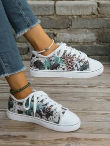 Châu Âu và Châu Mỹ Phong cách Của phụ nữ Giúp đỡ thấp Chóp giầy tròn Giày vải Với In hoa Báo & Lace-up Thiết kế , Ngoài trời Thể thao & Thời gian rảnh rỗi , Thời trang Giày thể thao , Kích thước 43 - Nhiều màu - Xem 6