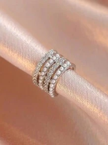 1 件推荐春季大胆风格/秋冬时尚，高端方晶锆石黄铜精制夹式耳环，带流苏、珍珠，适合女性学院/节日/派对/商务/日常穿着