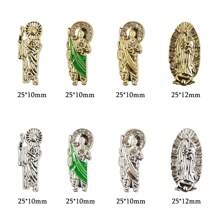8入組奢華的3d天主教聖徒指甲藝術吊墜,金屬合金製成,形狀的鑽石美甲裝飾