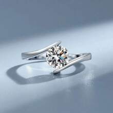 1枚奢華經典扭轉鑽石切割圓形4爪鑲嵌0.5ct D色vvs1永恆之星仿鉑白金婚禮訂婚戒指,生日紀念日禮物,附贈禮盒 - 0.5克拉 - 查看 2