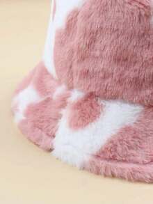 1pc Women's Plush Cow Pattern Bucket Hat - Multicolor - View 4
