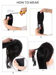 Long Straight pony tails hair extensions 24inch 32 Inch Synthetic Hairpiece hair patch Dark Brown Wrap Around Hair Extension
