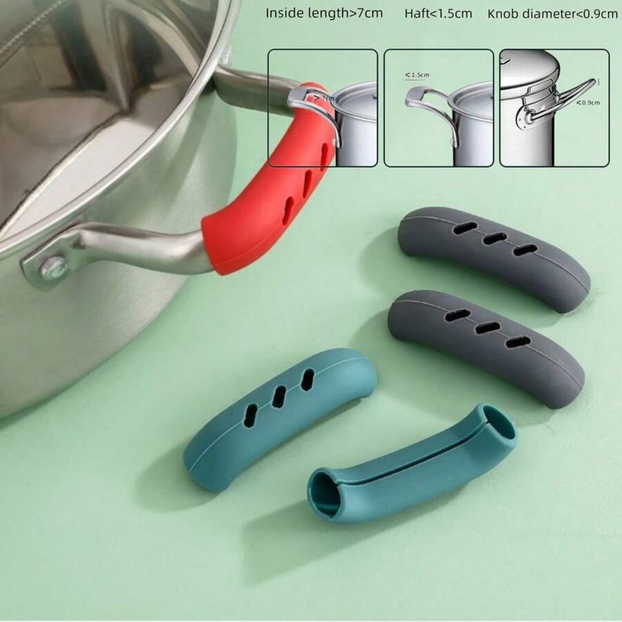 2pcs Grey Silicone Pot Handle Cover Heat-insulating Sleeve