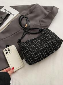 復古高端輕奢小眾設計肩背包 - 黑色 - 查看 3