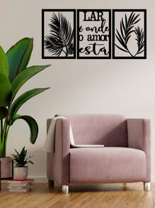 家居裝飾套裝:3件挖空家是愛裝飾畫,適用於花園、客廳、走廊等場所 - 黑色 - 查看 2