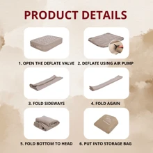 Shinecrave卡其色40cm高充氣床升級版，高級毛絨面料，男友/情侶生日禮物，適用於露營和旅行，節日禮物，超輕便攜設計，內置空氣泵，自動充氣，戶外露營、旅遊、沙灘 - 卡其色 - 查看 9