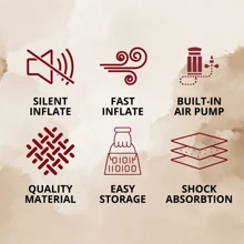 Shinecrave卡其色40cm高充氣床升級版，高級毛絨面料，男友/情侶生日禮物，適用於露營和旅行，節日禮物，超輕便攜設計，內置空氣泵，自動充氣，戶外露營、旅遊、沙灘 - 卡其色 - 查看 10