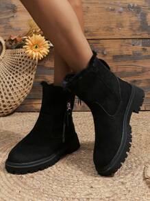 女款霧面短靴平跟保暖雪靴防滑