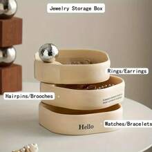 1pc Multi-Layer Rotatable Jewelry Storage Box For Earrings, Rings, Necklaces, Jewelry - Rotatable storage box - View 10