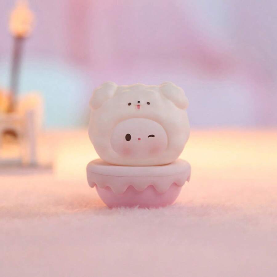 1pc Soft Fufu Cute Pet Roly-poly Toy, Hard Rubber Small Table Decoration For Living Room, Light Luxury Collection - Pink - View 1
