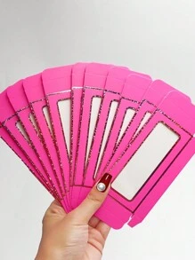 10pcs/pair Eye Lashes Cardboard Box For Storage & Displaying False Eyelashes - Hot Pink - View 3