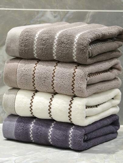 1/3/6/8 件毛巾，简约条纹图案，13.38 英寸 X 29.52 英寸，适合男士、女士、情侣、成人、洗脸、擦手、家庭使用、吸水、快干、不褪色，适用于浴室、酒店、健身房、旅行、厨房、理发店、沙龙家居浴室装饰，适合美容院家居浴室