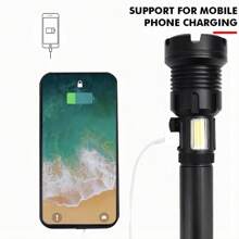 手電筒高亮度可充電,超級明亮的900000流明手電筒帶usb電纜,緊急情況下最亮的led手電筒,高功率手電筒ipx6防水,7種光模式可放大縮小 - 黑色 - 查看 7