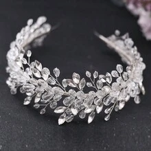 1pc Luxurious Fashionable Bridal Hair Accessory Rhinestone & Crystal Decor Headband For Wedding Party & Festivals - Silver - View 4