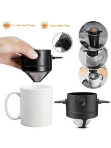 BALASHOV 1PC Portable Foldable Coffee Filter Stainless Steel Easy Clean Reusable For Home Office Outdoor Travel - Black - View 10