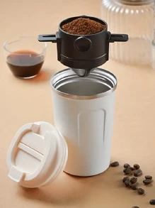 BALASHOV 1PC Portable Foldable Coffee Filter Stainless Steel Easy Clean Reusable For Home Office Outdoor Travel - Black - View 8