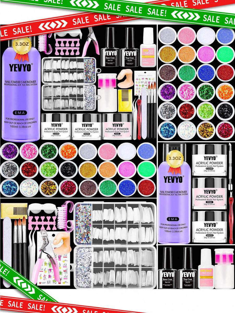 YEVYO Acrylic Nail Powder and Liquid Set with Everything Complete