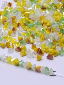 200入組6mm黃色系列三角形玻璃珠,適用於耳環製作 Diy 配件 - 彩色 - 查看 1