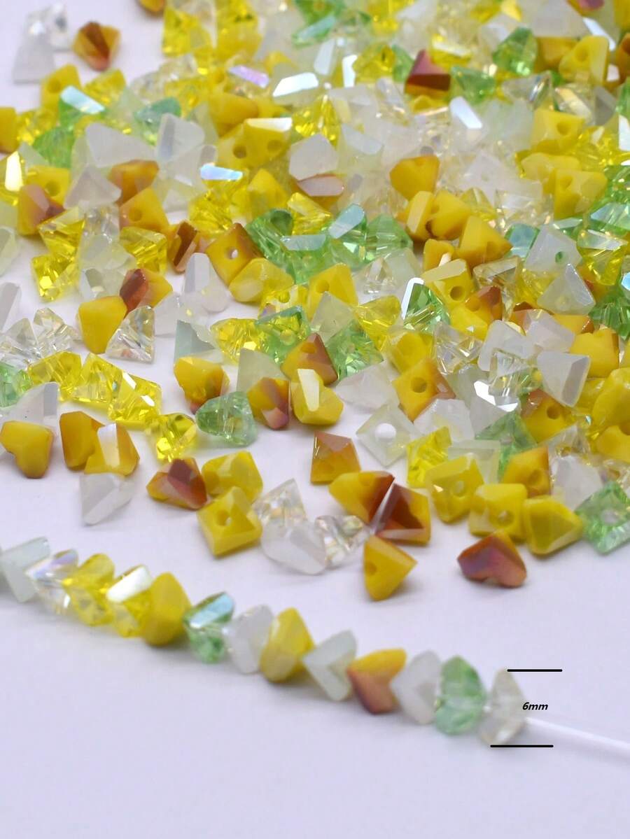 200入組6mm黃色系列三角形玻璃珠,適用於耳環製作 Diy 配件 - 彩色 - 查看 1