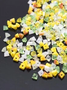 200入組6mm黃色系列三角形玻璃珠,適用於耳環製作 Diy 配件 - 彩色 - 查看 2