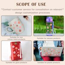 1pc UV Dtf Transfer Flower Dign Sticker For 16oz Libbey Glass Cups Diy Wrap Transfer Sticker Glass Cup Waterproof Sticker Bottle Sticker Adhesive Sticker- - Multicolor - View 5