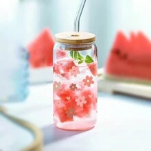 1pc UV Dtf Transfer Flower Dign Sticker For 16oz Libbey Glass Cups Diy Wrap Transfer Sticker Glass Cup Waterproof Sticker Bottle Sticker Adhesive Sticker- - Multicolor - View 6