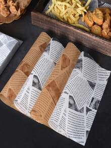 50入組/個加厚烤盤防油墊,油炸分離墊,吸油紙用於薯條、漢堡包、麵包等