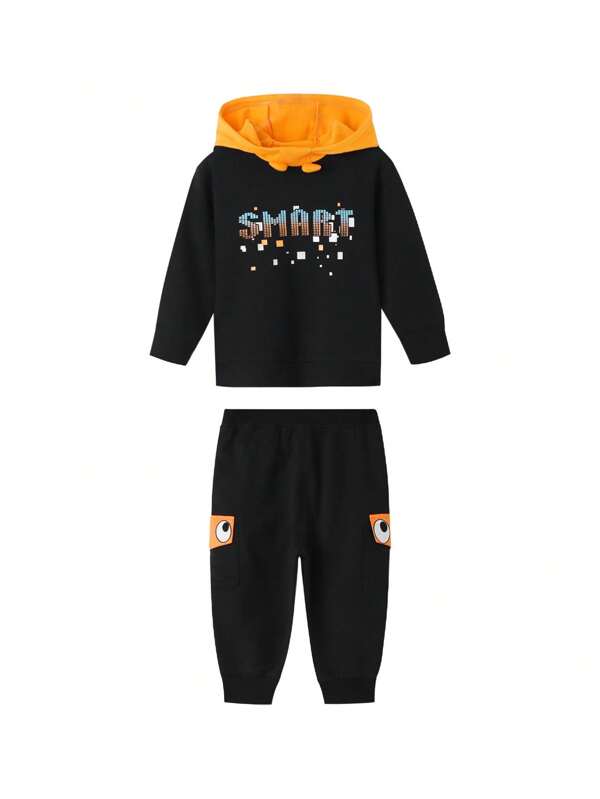 Annil Boys' Long Sleeved Hooded Long Sleeved Sweatshirt Long Pants Set For Spring And Autumn, Fashionable For Children In The Middle And Middle Ages