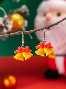 1 对可爱树脂铃铛形耳环，适合女性圣诞节和新年礼物