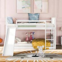 Nestfair Twin Over Twin Bunk Bed with Slide and Ladder