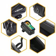 Outdoor Riding Equipment Hard Shell Front Beam Bag Mountain Bike Bag Mobile Phone Touch Screen Waterproof Top Tube Bag Storage Bag - Black - View 4