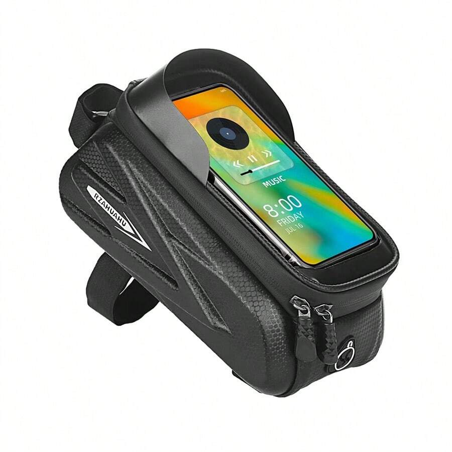 Outdoor Riding Equipment Hard Shell Front Beam Bag Mountain Bike Bag Mobile Phone Touch Screen Waterproof Top Tube Bag Storage Bag - Black - View 1