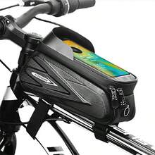 Outdoor Riding Equipment Hard Shell Front Beam Bag Mountain Bike Bag Mobile Phone Touch Screen Waterproof Top Tube Bag Storage Bag - Black - View 2