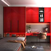 紅色廚房浴室客廳牆壁自黏壁紙,櫥櫃檯面防水接觸紙,乙烯基家具貼紙裝飾自粘膜 - 紅色 - 查看 4