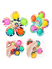 1入創意減壓擠壓感應玩具，旋轉翻轉手指玩具，按壓氣泡，隨機顏色 - 彩色 - 查看 4