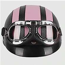 1 szt Czarny I Różowy Motocykl Skóra  Kask Z Odpinany Gogle , Osłona przeciwsłoneczna I Oddychająca Kask Dla Oba Mężczyźni I Kobiety ( Odpowiedni Na lato )