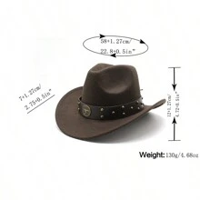 Cowboy Hat Fashion Chic Unisex Solid Color Jazz Hat With Bull Shaped Decor Western Cowboy Hats - Camel - View 2
