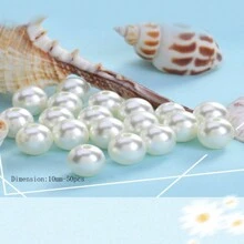 30/50/100/200入組時尚人造珍珠DIY串珠手鐲夾石英珠女士珠寶製作配件珠子4/6/8/10/12mm - 米色 - 查看 8