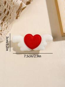 2入組白色毛絨翅膀髮夾,紅心裝飾,可愛的兒童女孩髮飾,不傷髮,適合新年除夕或派對裝飾 - 白色 - 查看 5