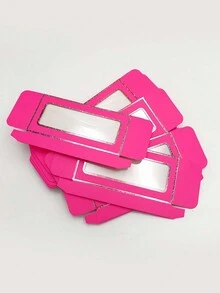 10pcs/pair Eye Lashes Cardboard Box For Storage & Displaying False Eyelashes - Hot Pink - View 6