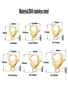 10/20 件時尚金屬不銹鋼金龍蝦扣適用於 Diy 手鍊項鍊連接工藝配件珠寶用品 - 金色 - 查看 1