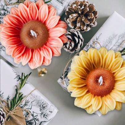 1 套 3D 向日葵香薰蜡烛硅胶模具，DIY 手工模具，适用于冰树树脂、石膏、粘土、艺术工艺品和装饰品，是节日和派对的理想礼物