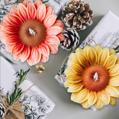 1 套 3D 向日葵香薰蜡烛硅胶模具，DIY 手工模具，适用于冰树树脂、石膏、粘土、艺术工艺品和装饰品，是节日和派对的理想礼物