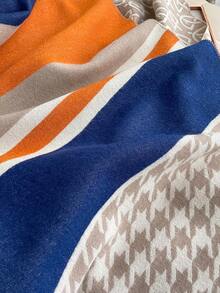 1件 女用雙面仿羊絨多色千鳥格提花披肩秋冬加厚保暖圍巾適合日常使用 - 彩色 - 查看 4