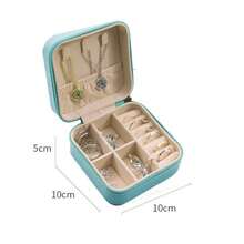 1個pu簡約首飾收納盒,適用於耳環、戒指和其他小配件的收納,創意和便攜式設計 - 綠色 - 查看 5